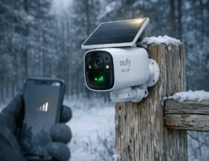 eufy 4G LTE Cam S330 — best solar security camera for remote cabins tested in Manistee National Forest with fringe LTE signal